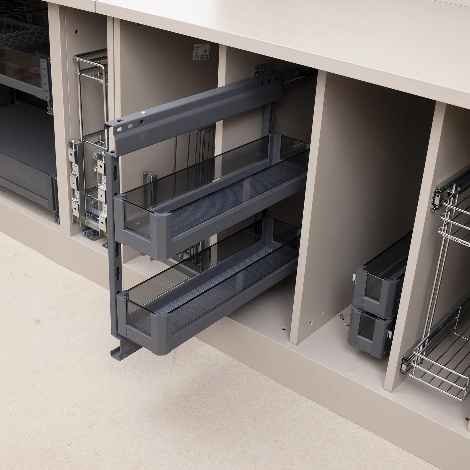 Kitchen Cabinet Storage Organizer Multi Functional Metal Wire Soft Closing Drawer Basket