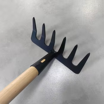 Steel Grass Garden Carbon Steel Rake with Wooden Handle Leaf Rake