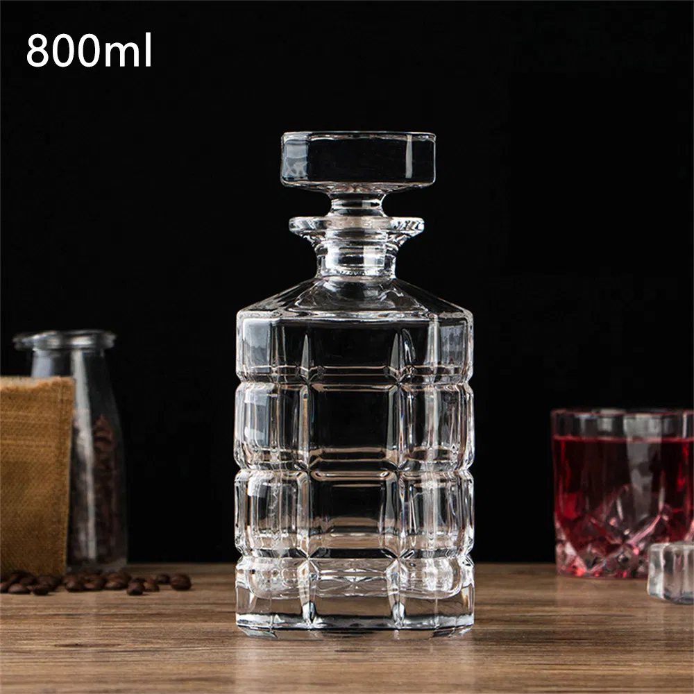 High Quality 750ml Empty Gin Vodka Tequila Wine Decanter Bottle Square Whisky Glass Decanter