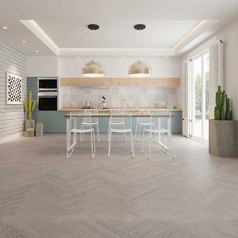 Wabi-Sabi Style Geothermal Floor Heating Wabi-Sabi Wind Pine Fishbone Floor Three-Layer Flooring