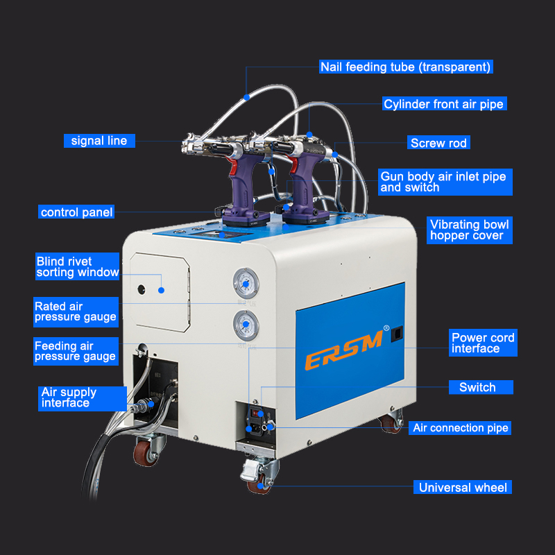 Customized M2.4-M5 Miss Count Function Dual-Headed Automatic Feeding Rivet Machine