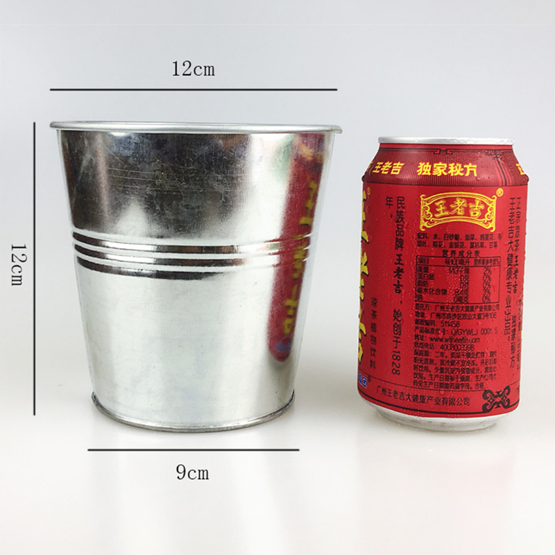 Ведро металлическое белое маленькое кашпо