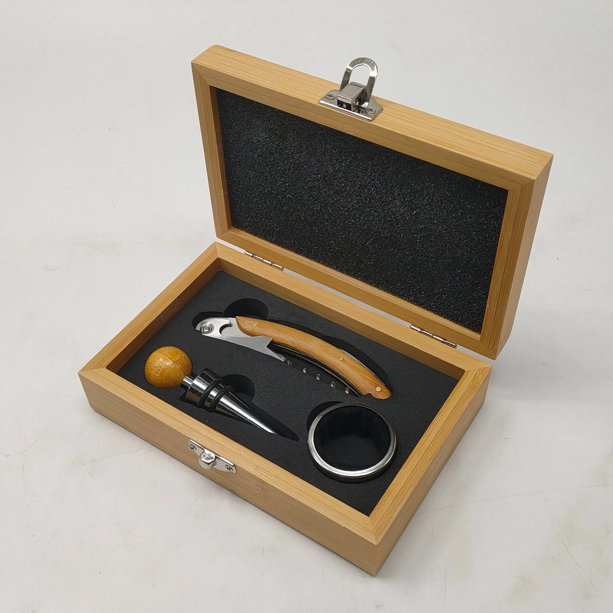 Bamboo Gift Set of 3PCS Wine Opener Tool Set Wine Accessories Kit