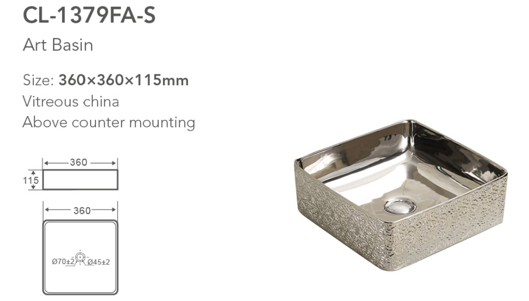 Square Silver Irregular Pattern Ceramic Electroplating Luxury Sanitary Ware Basin Design Hand Basin Vessel Sinks for Bathroom Basin Wash Basin