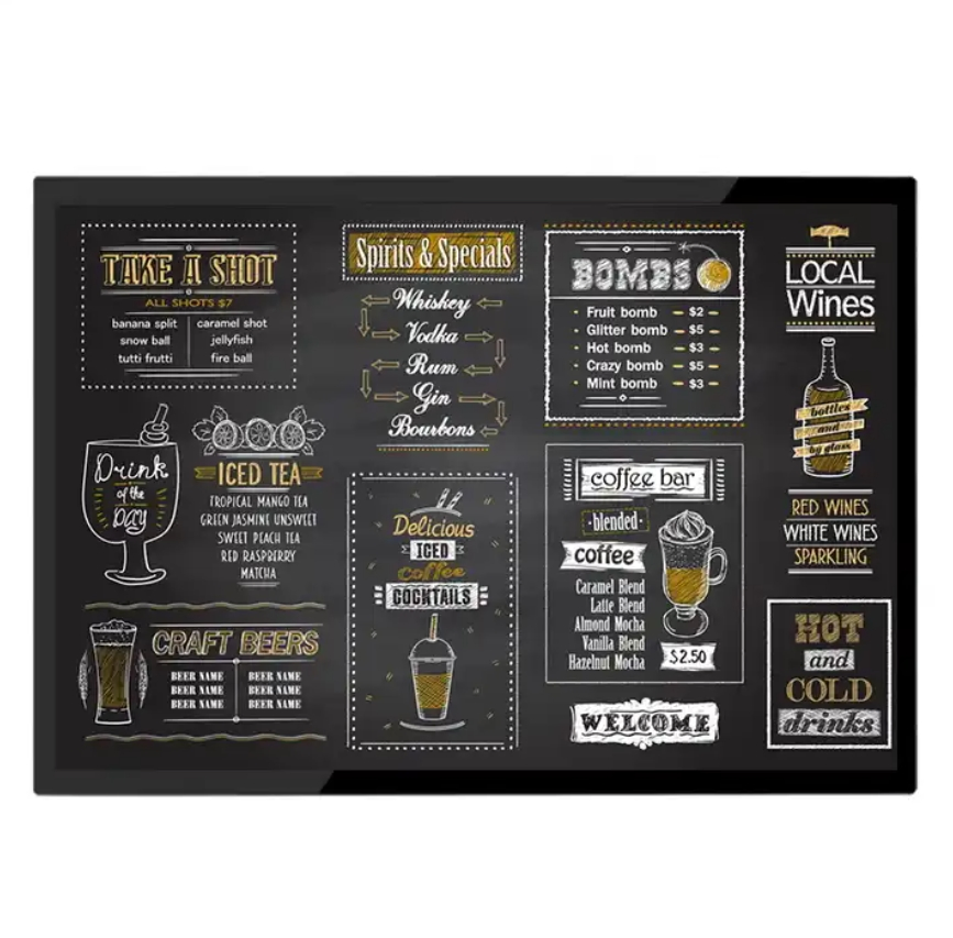 Рекламный экран для фастфуда с меню