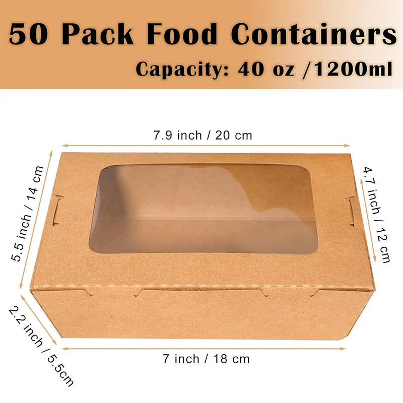 Kraft Paper Take-out Box with Window for Fast Food Shops
