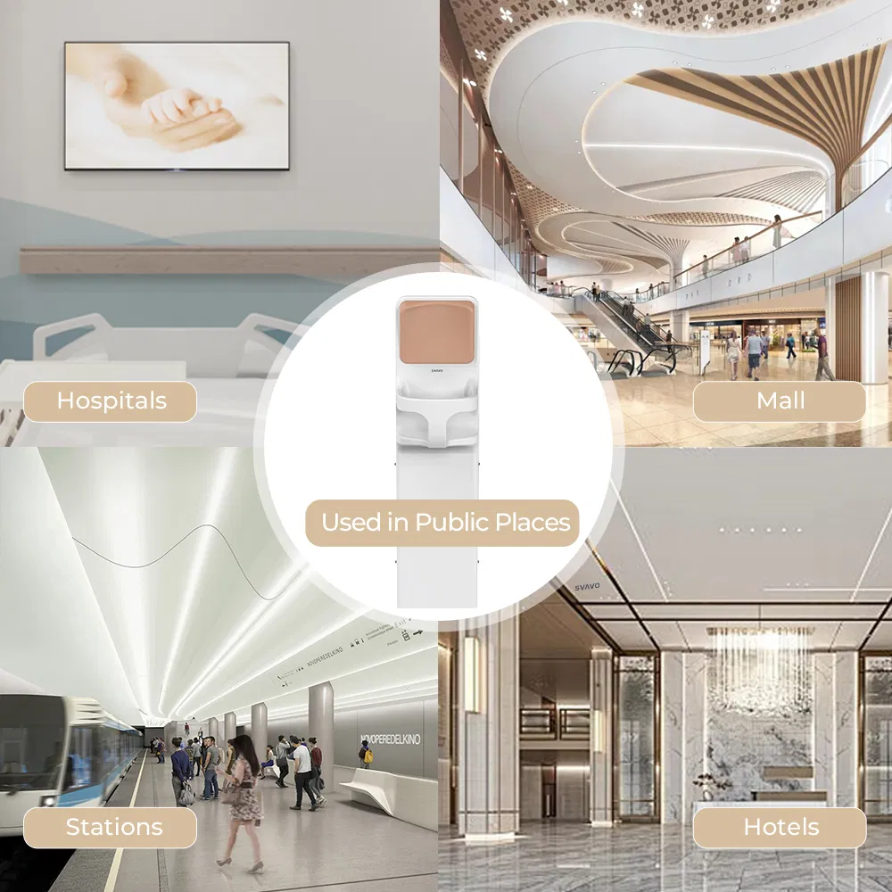 Commercial Nursery Wall Mounted Antibacterial Baby Care Seat Unit Station Bathroom Baby Seat