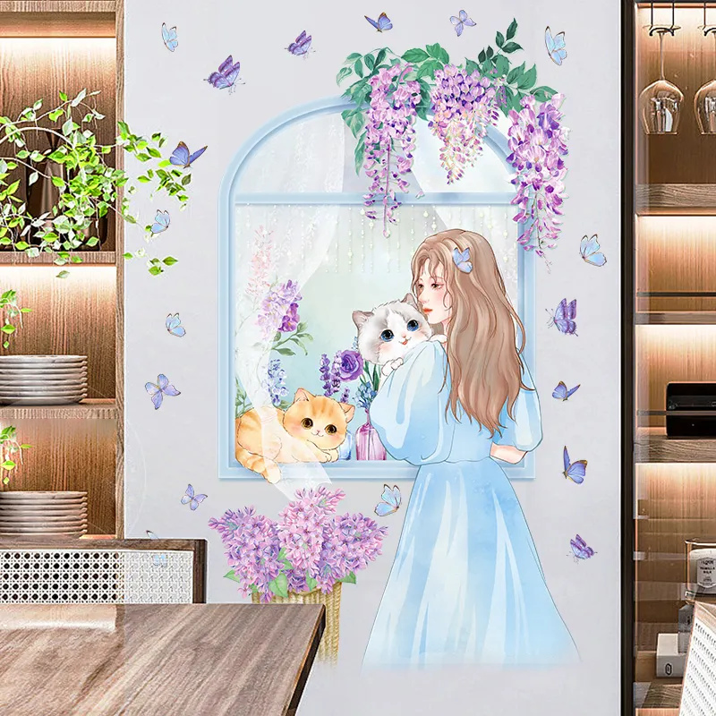 Home Decoration Self Adhesive Cute Wall Stickers for Girls Room PVC Sticker