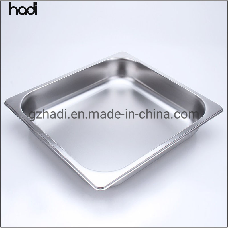Hadi Commercial Equipment Kitchen Restaurant Square Gastronorm Food Pan High Quality Stainless Stee Gastronom Gn Pan Kitchen Pan Gn2/3 Buffet Pan