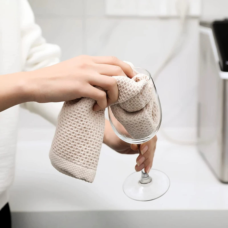 New 100% Cotton Dishcloth Ultra Soft Absorbent Kitchen Towel Household Cleaning Cloth Wash Cloth Dish Rag Beige