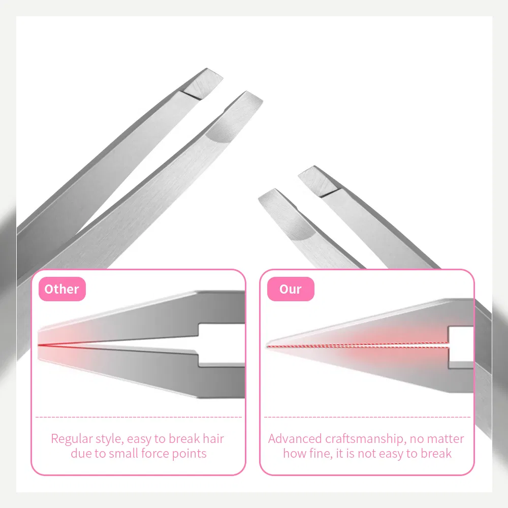 Double Head Beauty Care Lashes Tools Eyebrow Comb Brush Stainless Steel Slanted Squared Eyelash Tweezers