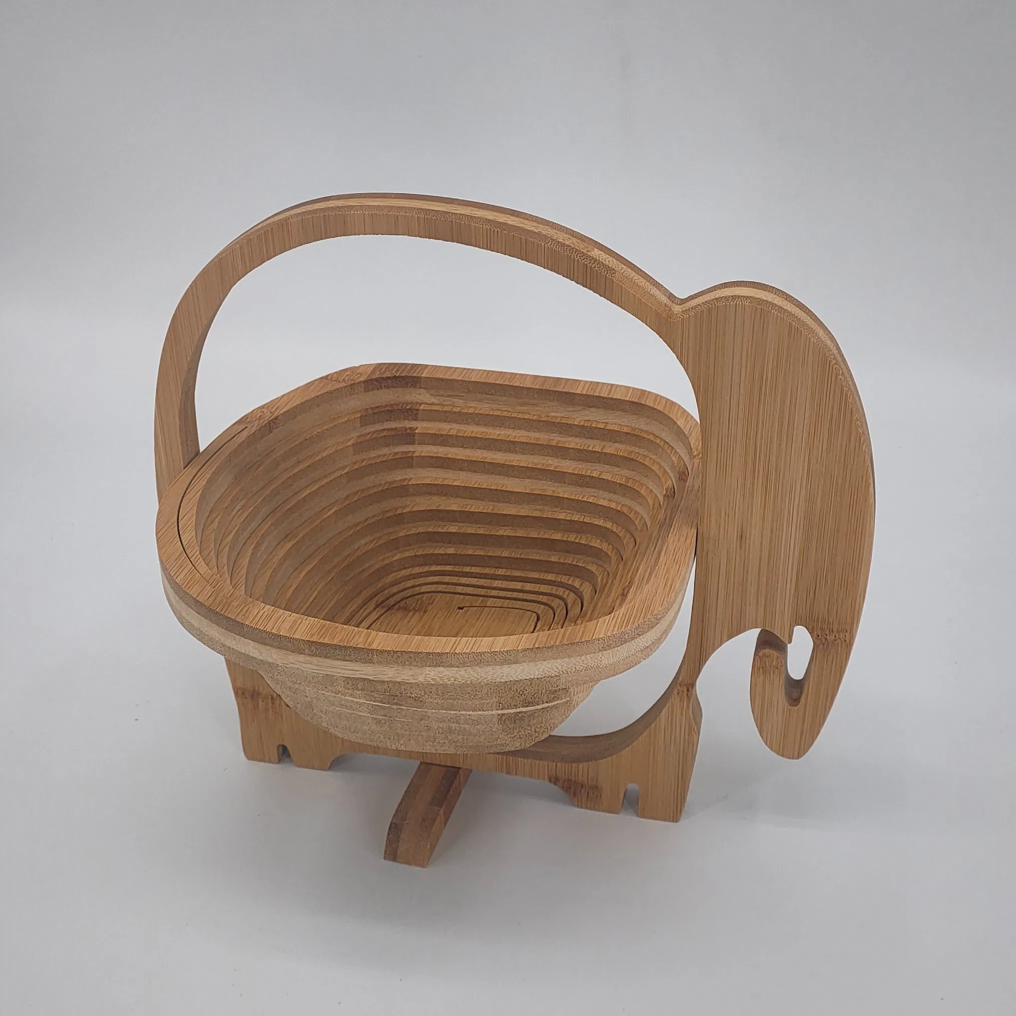 Elephant Shape Bamboo Wooden Folding Fruit Tray Basket