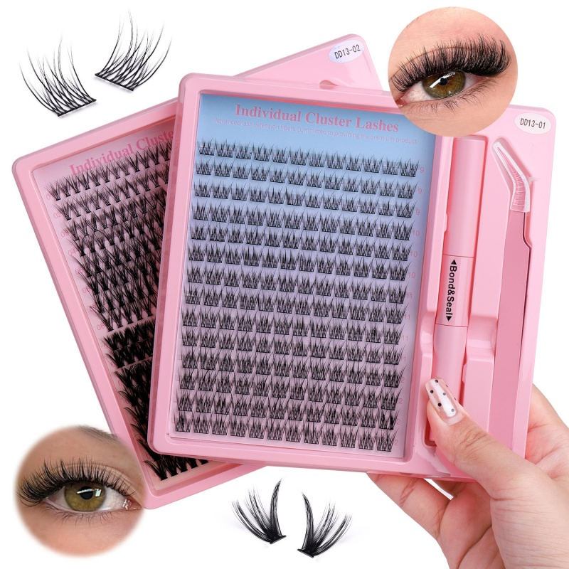 Custom Fluffy DIY Lash Kit Wholesale Eyelash Cluster Bond and Seal