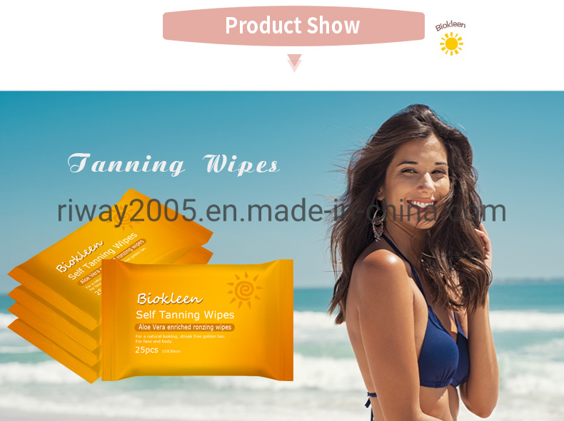 Natural Glow Instant Sun Sunless Tanning Towelettes Single-Use Self Tanning Wipes