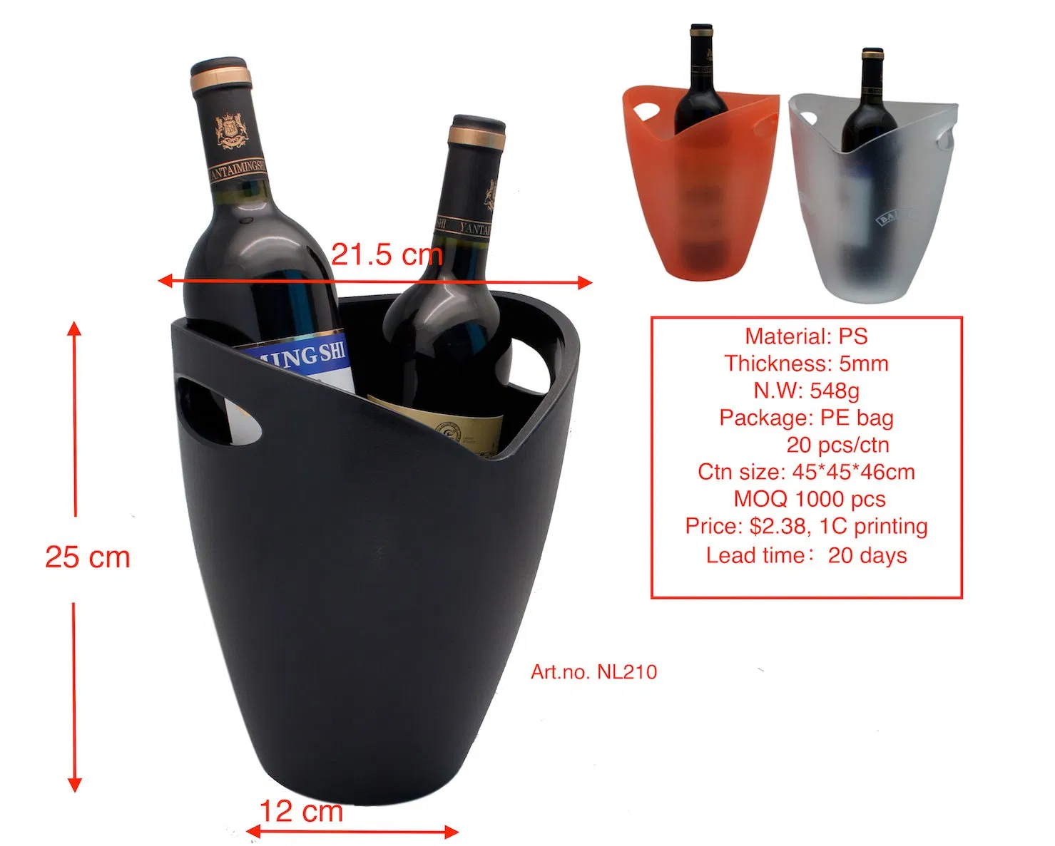 Clear Plastic Storage Tub Ice Bucket for Wine Champagne or Beer Bottles