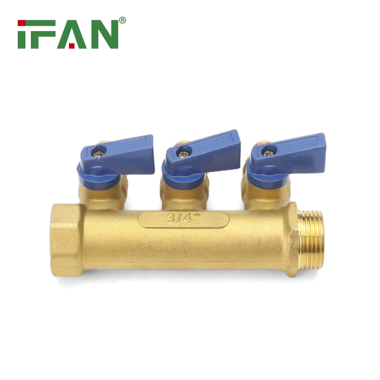 Ifan Fress Sample Factory DIN 16833 Manifold Floor Heating 2-5 Hole Straight Pex Pipe Manifold OEM Brass Manifold