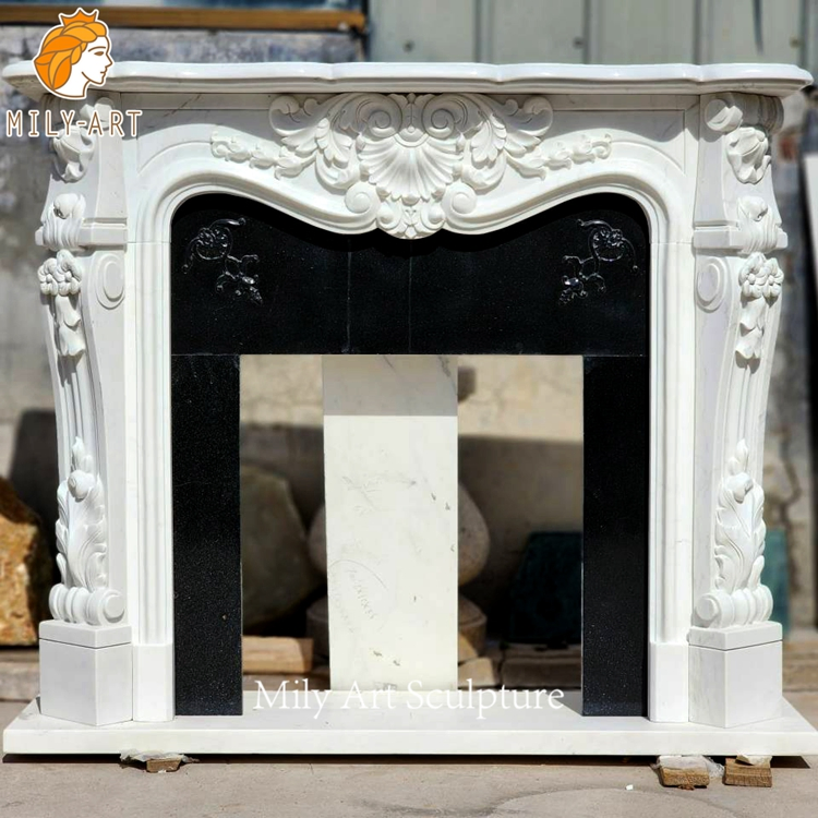 Fine Carving Natural Stone Decorative French Marble Fireplace Surround