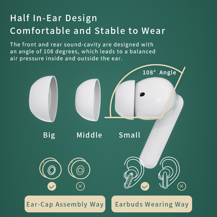 Tws A40PRO Long Play Time Anc Encs Noise Cancelling 5.1 Wireless Earbuds for iPhone Android