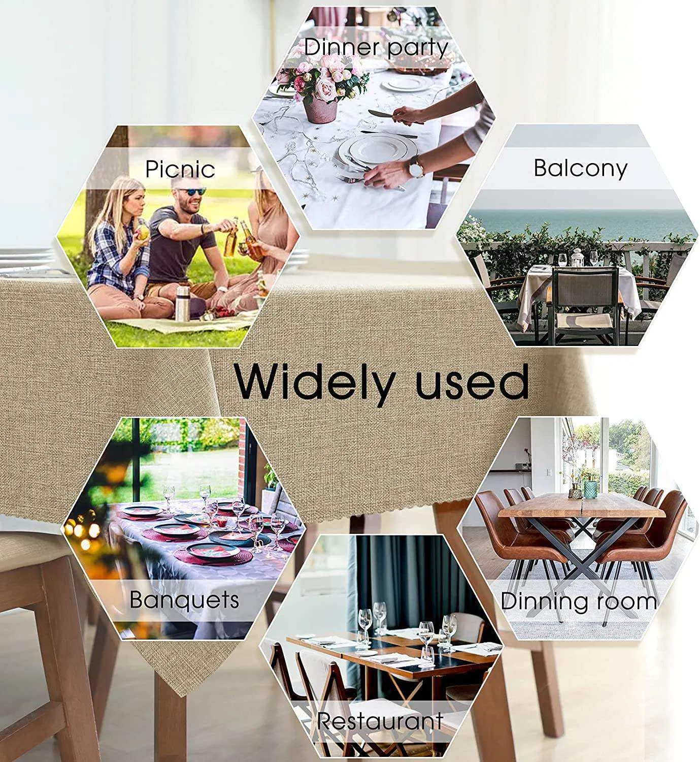 Custom Reusable Natural Jute Tablecloth with Lace Hessian Burlap Table Cover