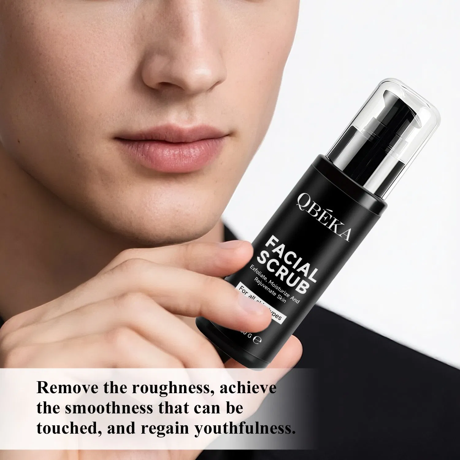 Qbeka Exfoliating Face Scrub for Men - Deep Clean Pore Minimizer & Blackhead Remover