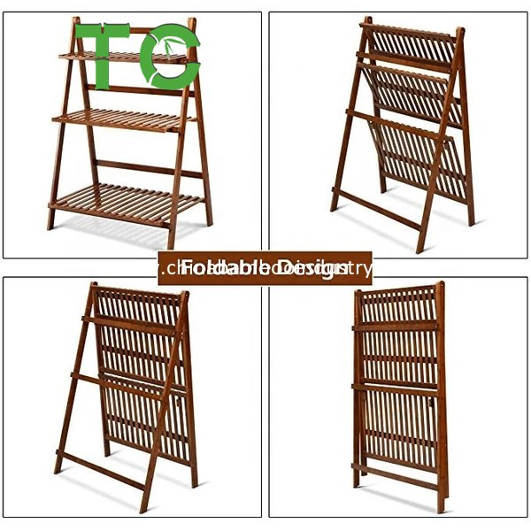 Foldable Bamboo 3 Tier Plant Stand Rack Storage Rack Ladder Stand Display Rack Folding Flower Rack Plant Shelf Flower Pot Holder