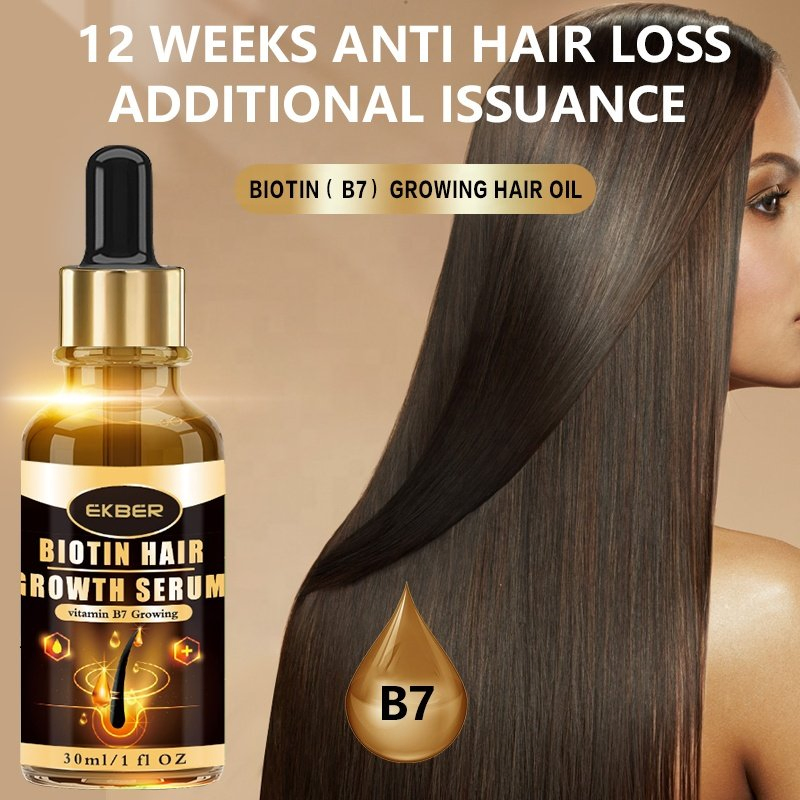 OEM ODM Wholesale Organic Anti Loss Hair Growth Serum Fuller Thicker Healthy Natural Biotin Hair Growth Serum