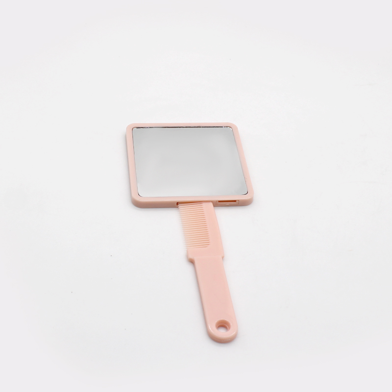 Handle Makeup Cosmetic Mirror with Hair Brush