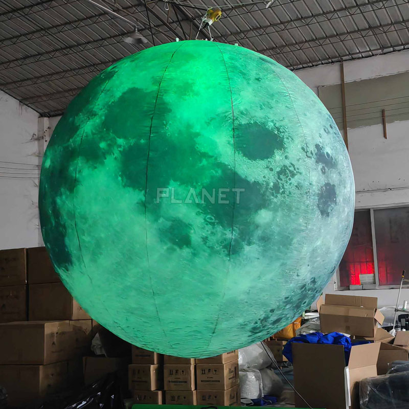 Giant Colorful Lighting Ceiling Hanging Inflatable Moon for Party Decoration