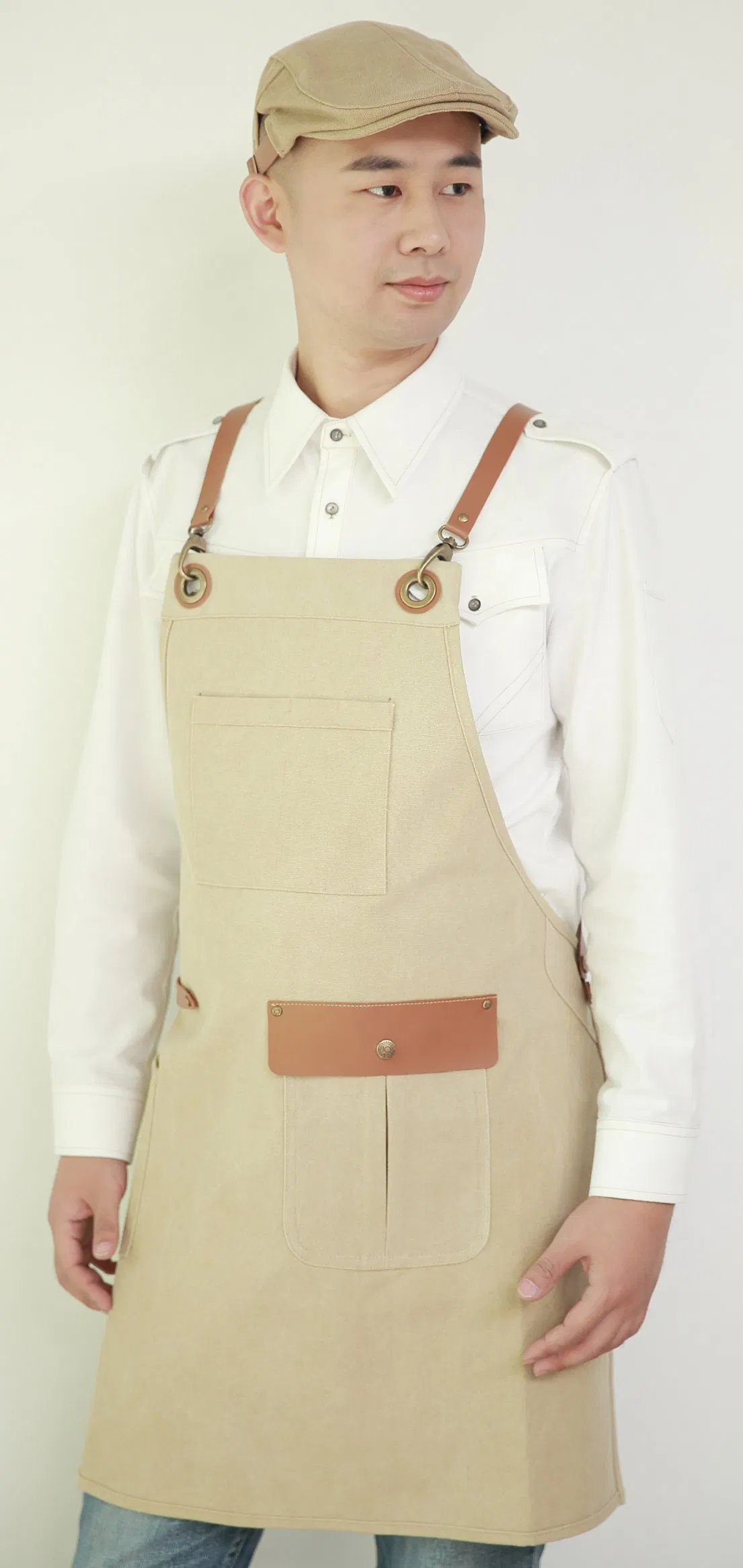 Wholesale Fast Delivery Adjustable Denim Customized Logo Apron Multi-Pocket Demin Apron