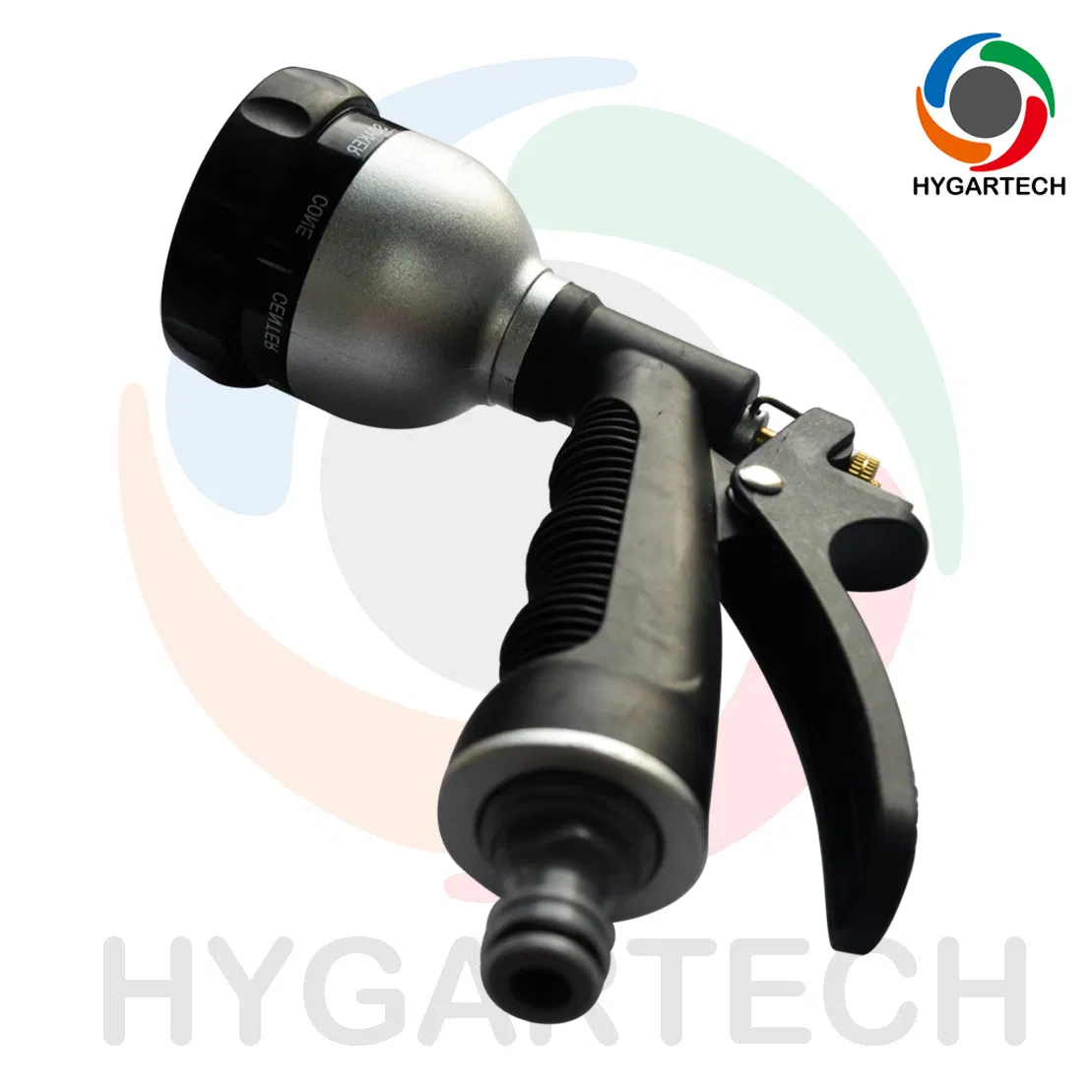 Metal Garden Hose Spray Nozzle with Soft Grid Holder and 8-Function Nozzle