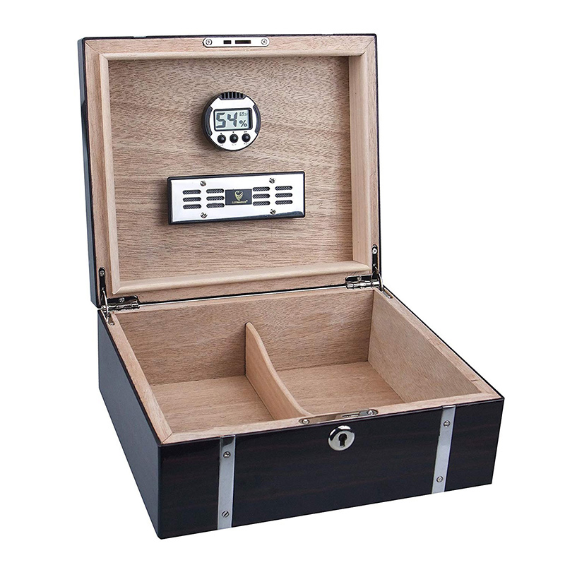 Wooden Luxury Cigar Humidor with Humidifier and Hygrometer / Two Layers
