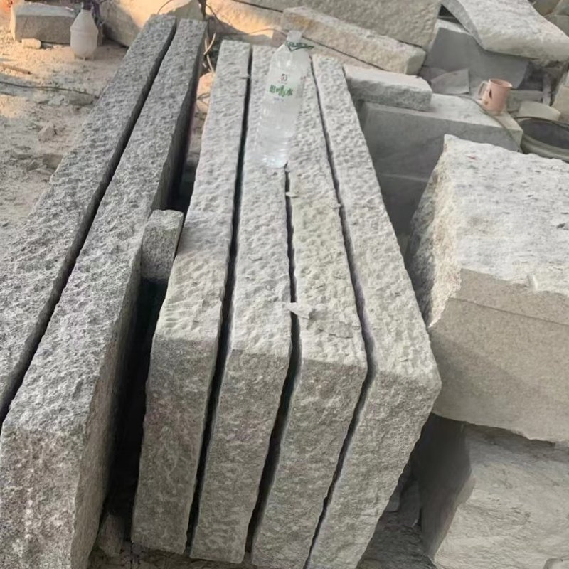 Chiseled Grey Granite Curbstone & Kerbstone Natural Grey Granite Slab Tile Project