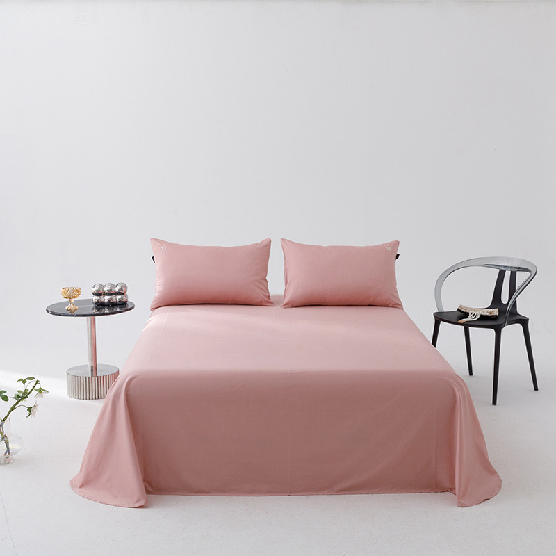 Customized Home Textile Hotel Bed Linen 100% Cotton Bedding Set 200 Tc Solid Color Bed Linen Pillowcase Sham Wholesale Fitted Flat Sheet Quality Bed Sheets