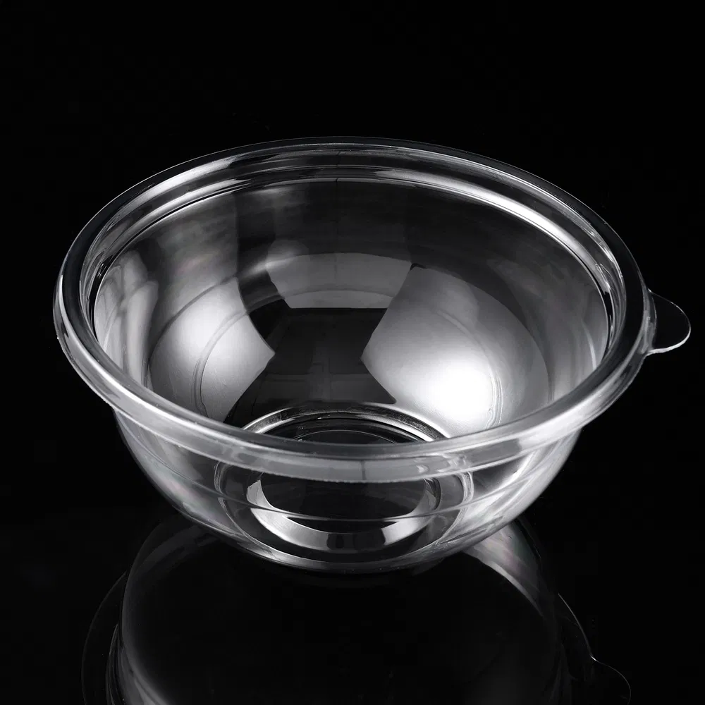 Transparent Disposable Plastic Round Salad Bowl for Fast-Food Takeaway