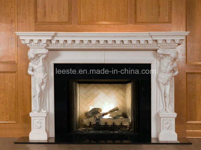 High Quality Hand Carved Beige/Yellow/White Marble Stone Fireplace