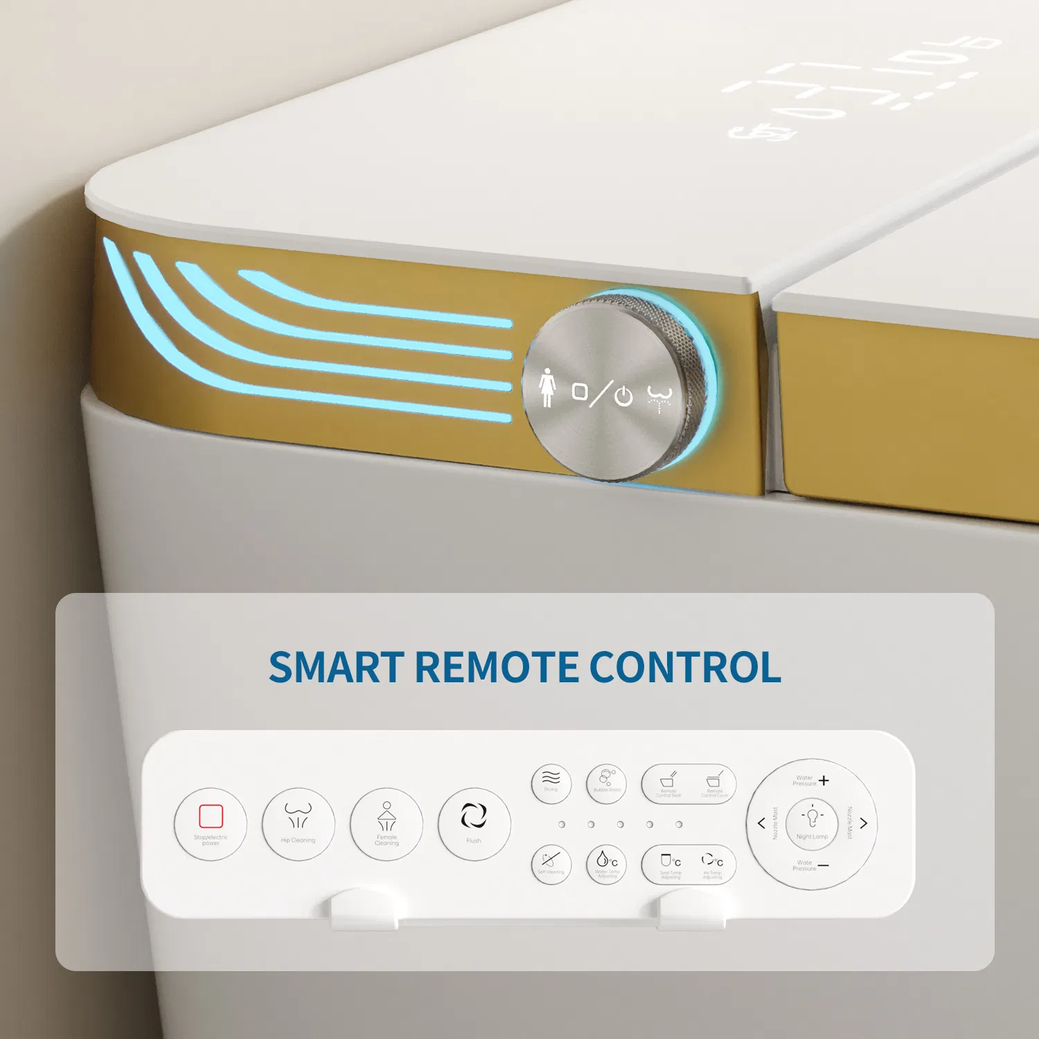 Factory Price Golden and White Electric Toilet Bidet Intelligent Bathroom Ceramic Automatic Smart Toilet with Remote Control