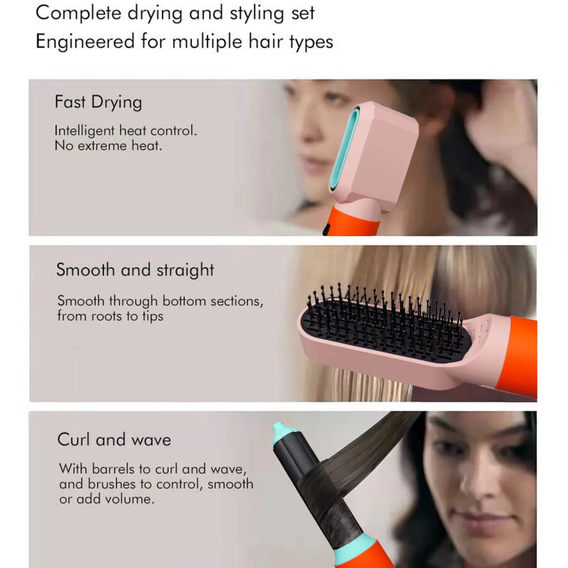 5-in-1 Multifunctional Hot Air Brush Curling Iron 6-in-1 Professional BLDC Motor Hot Air Styler Hair Dryer Styler Volumizer