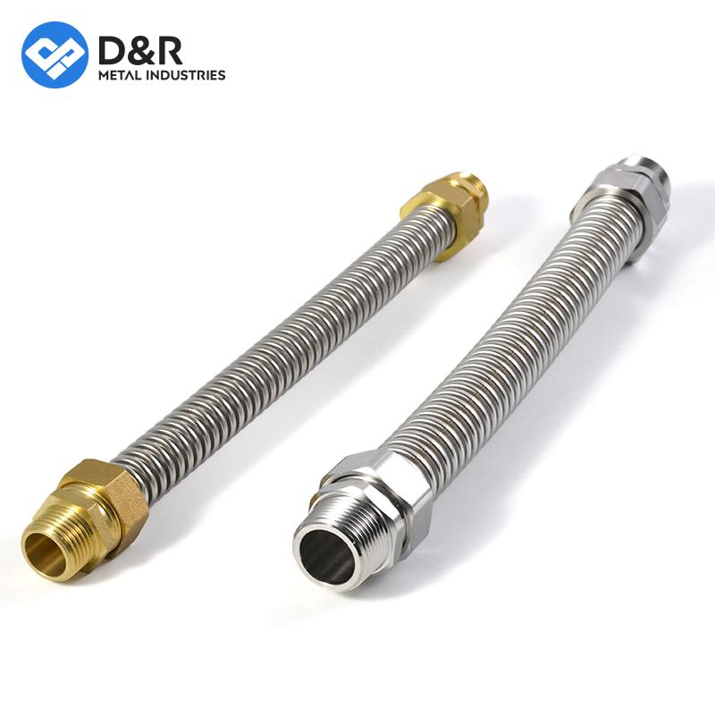 D&R High Quality SS304 Stainless Steel Central Air Conditioning Bellows Copper Joint DN20 Fan Coil Metal Hose