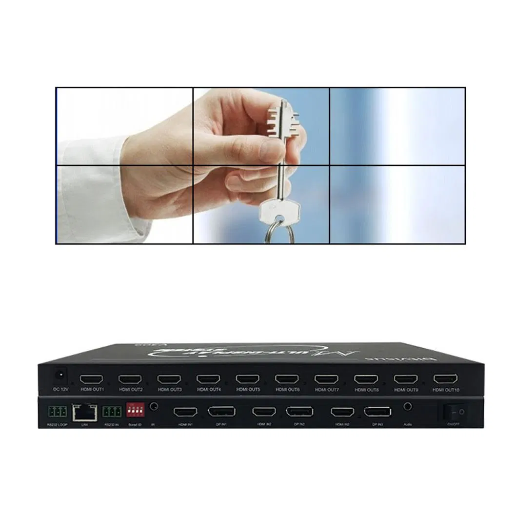 8K Video Wall Processor with 7X HDMI Outputsmulti-Channel 8K Video Controller for Projection Fusion8K60 HDMI 2.0/Dp 1.2 Video Wall System