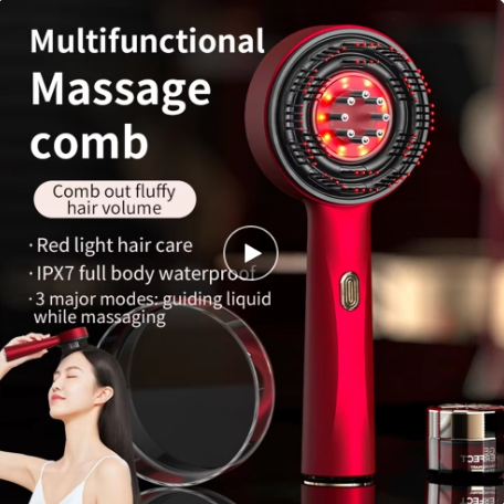 2 in 1 Hair Oil Applicator Electric Hair Scalp Massage Brush Portable Cordless Red Light Scalp Massager