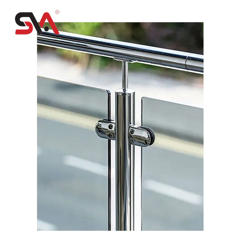 Villa Cylindrical Frameless Glass Staircase Fitting SS304 Fixed Glass Bracket