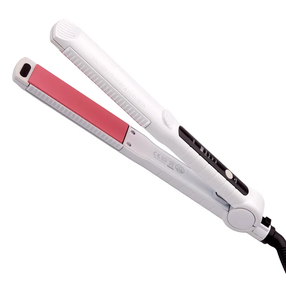 Hair Straightener and Curler with Ceramic Plates for Bangs