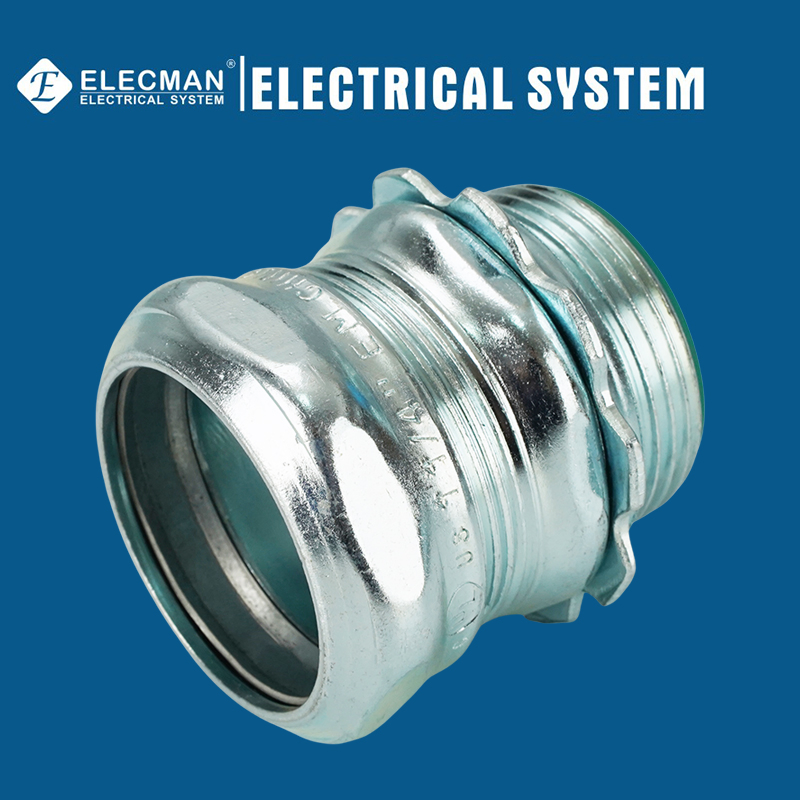 UL Listed Rigid Electrical Metallic Tube Compression Type Insulated Steel EMT Connector