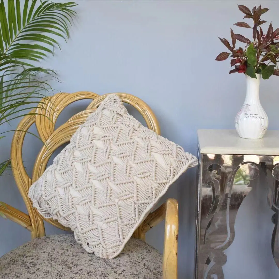 Stylish Macrame Cushion Cover with Bohemian Chic Design