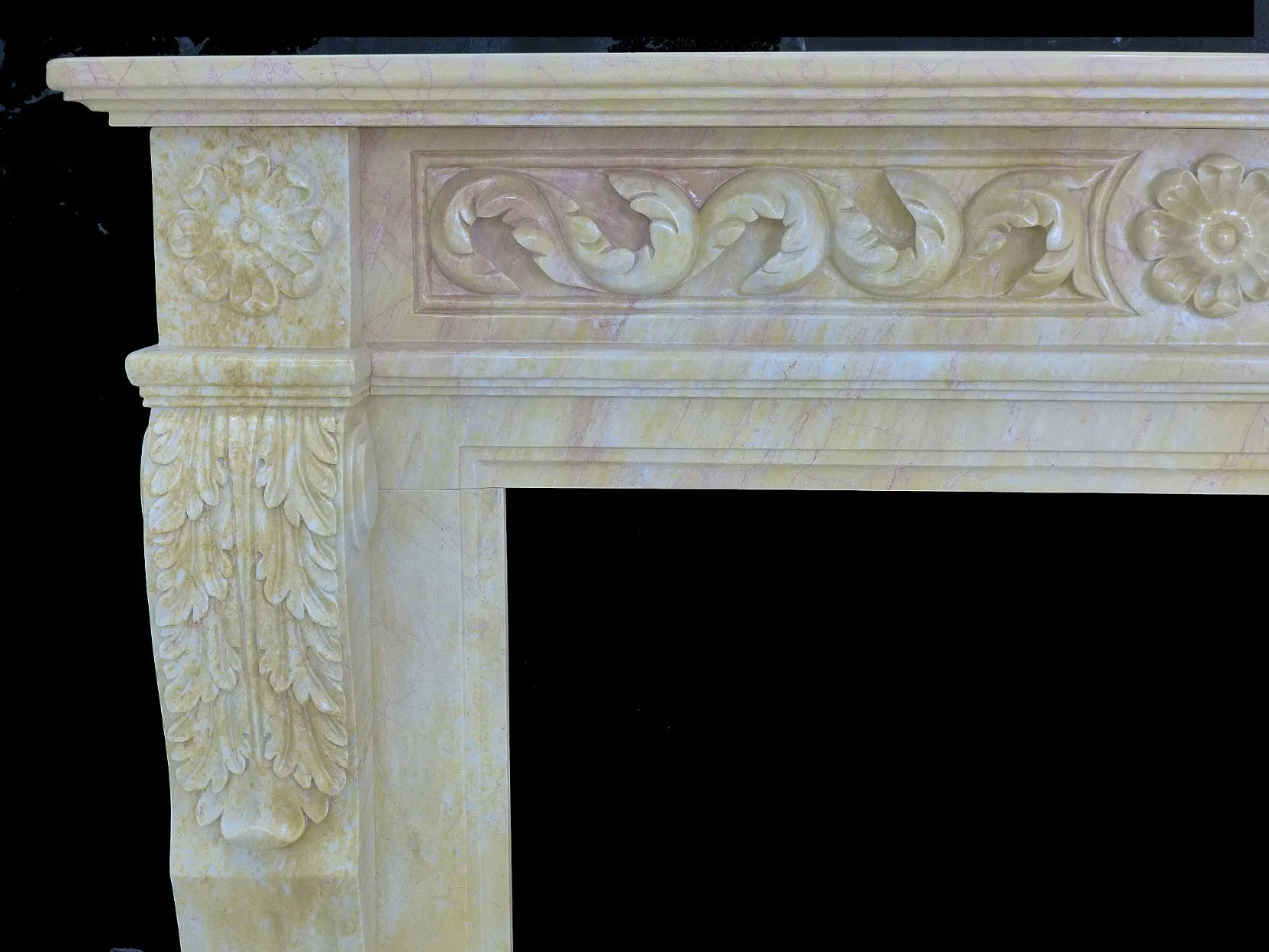 Custom Classical French Style Carrara White Marble Fireplace Surround