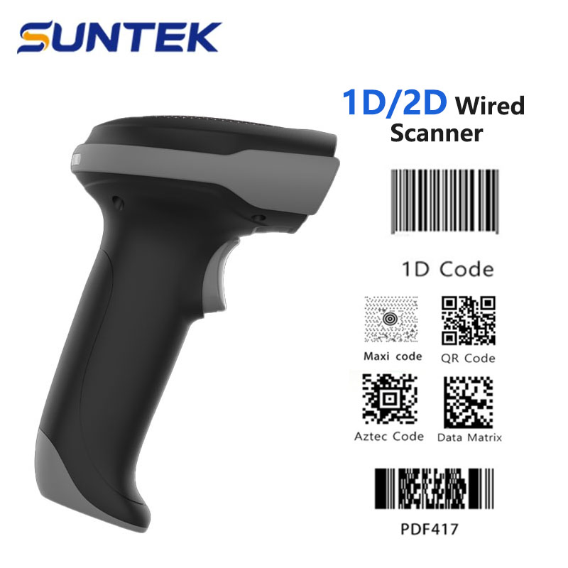Handheld IP52 Industrial Barcode Scanner with USB 2D Barcode Reader Qr Code Scanners Suntek Wired Scanning Gun
