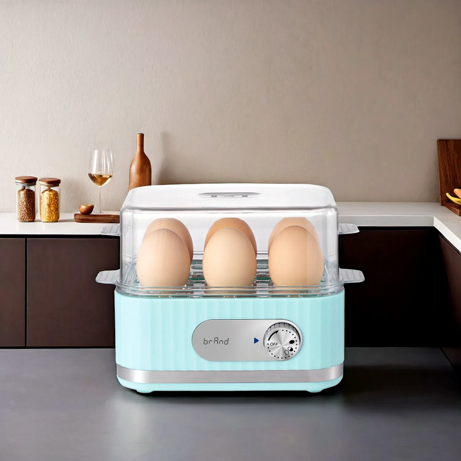 Egg Boiler Electric Egg Cooker for Hard Boiled Eggs, Poacher Eggs, Omelet Maker & Vegetable Steamer, Holds 6,