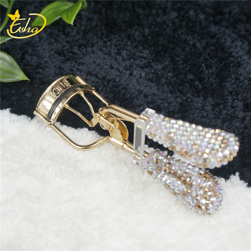 Makeup Jewelled Pearl Diamond Non-Slip Handle Stainless Steel Lashes Eyelash Curler