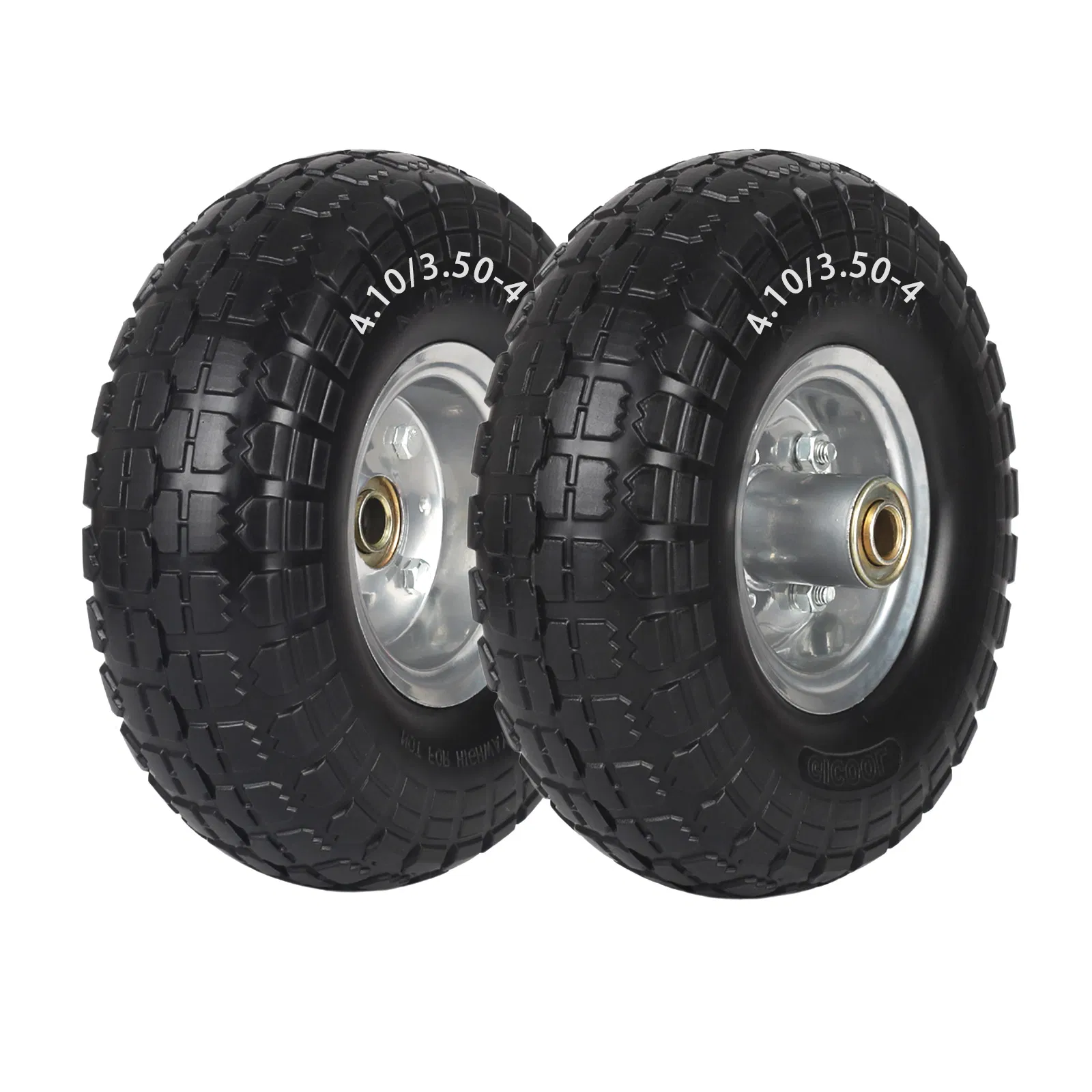 10 Inch 4.10/3.50-4 Flat Free Polyurethane PU Foam Tire and Wheel for Generator Lawnmower Hand Truck Garden Wagon Cart