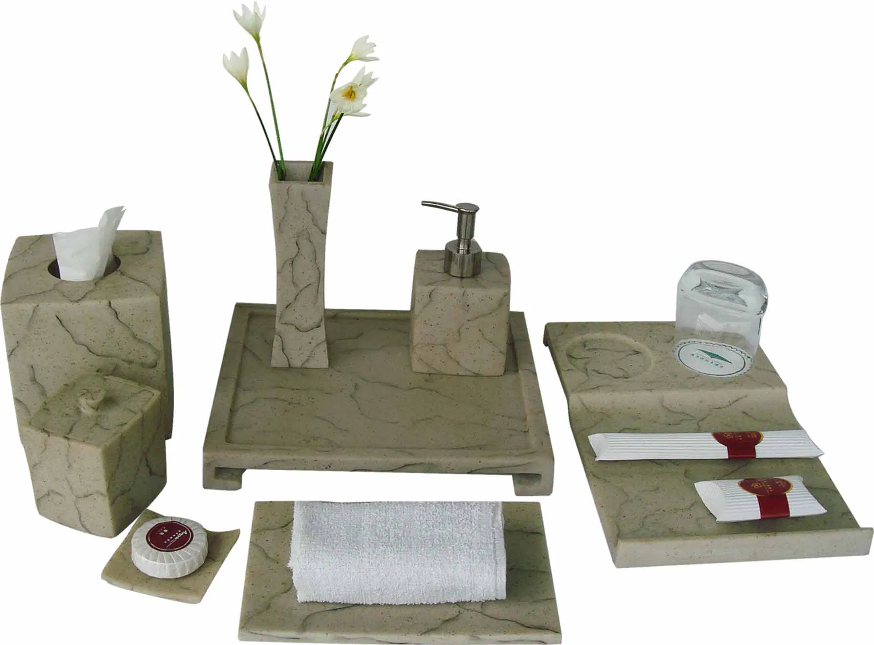 New Design Resin Hotel Soap Dish with Marble Finish